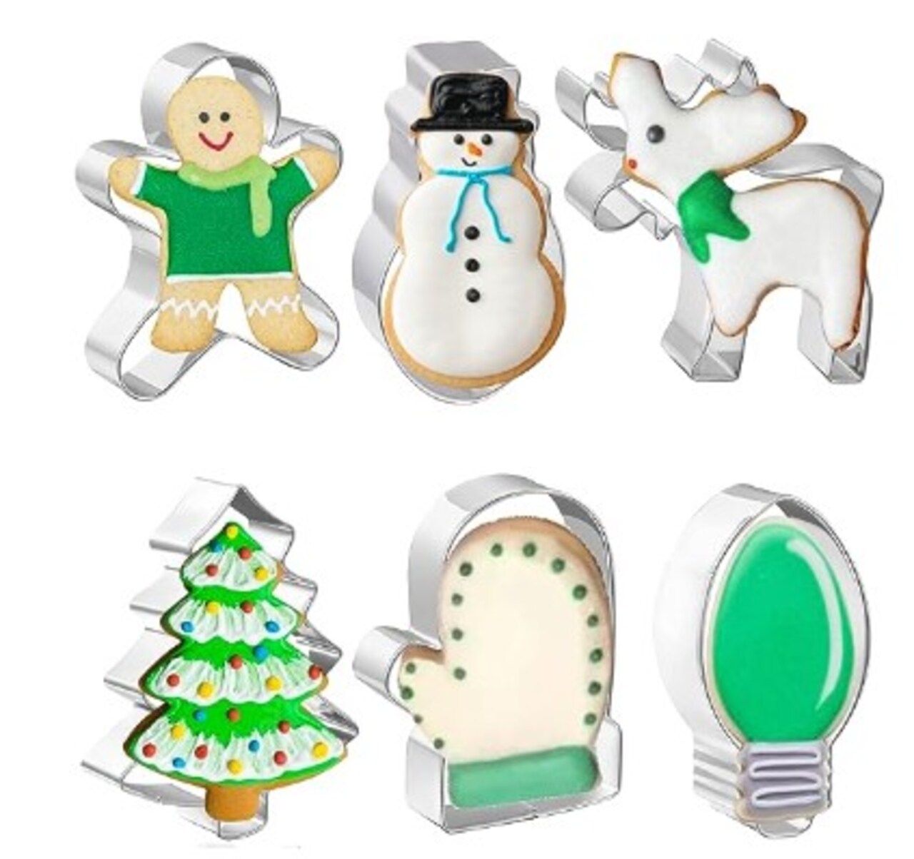 Cookie Cutters 6 PCS, Large Christmas Cookie Cutters by JOB JOL, 4''